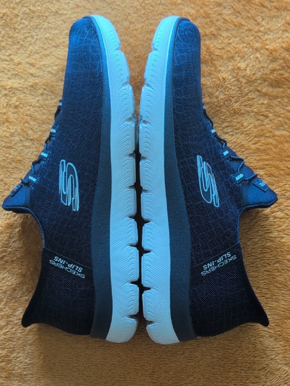 Skechers Navy Blue Slip-On Knit Athletic Shoes - Picture 2 of 6